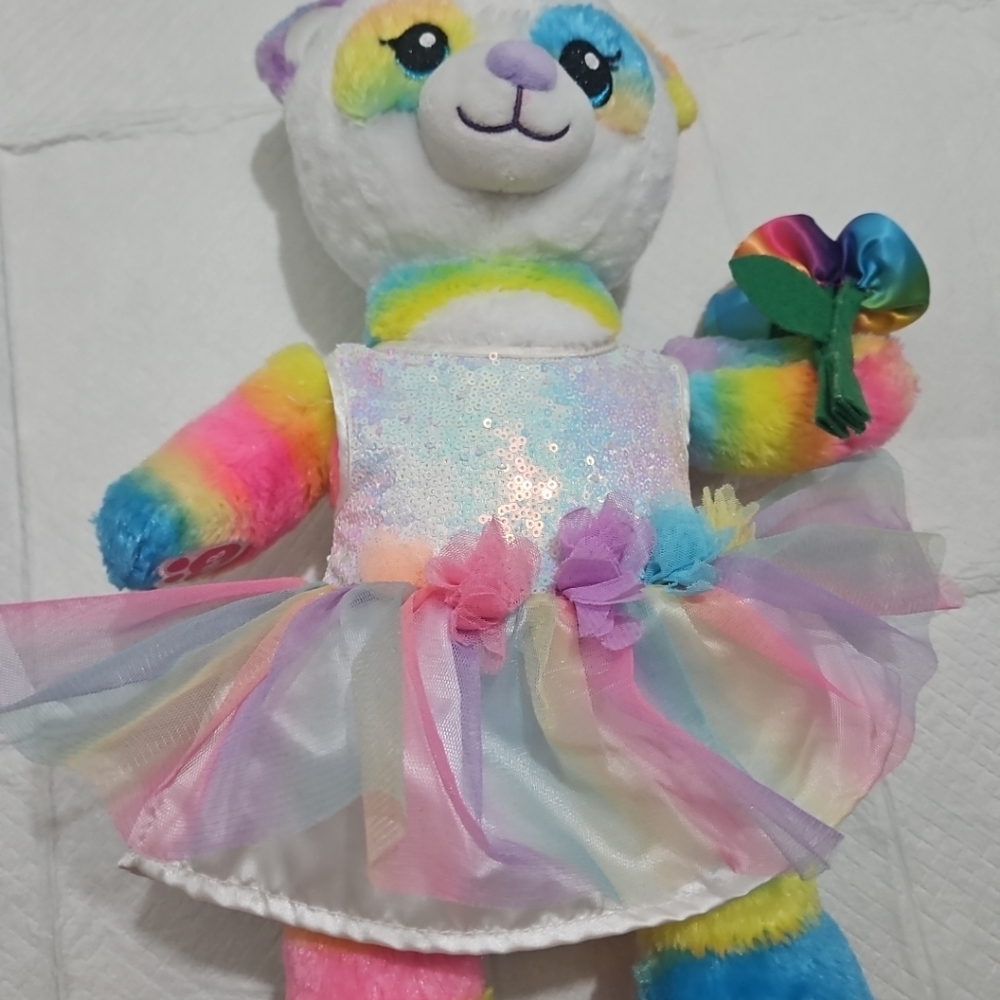 Build A Bear Rainbow Dream Plush Bear With Tutu Dress